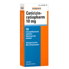 CETIRIZIN-RATIOPHARM tabletti, kalvopäällysteinen 10 mg 10 fol